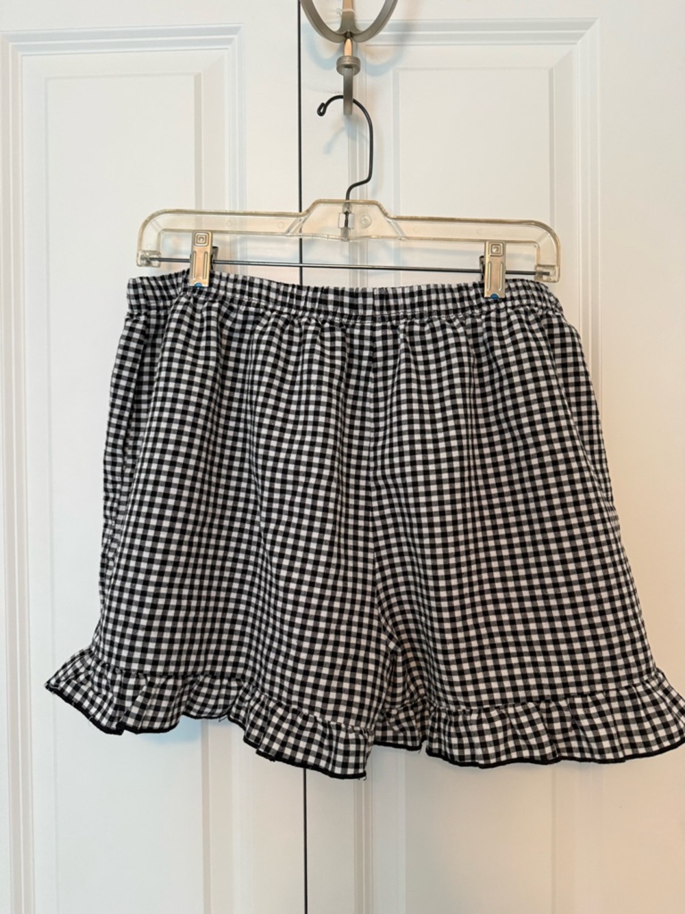 Navy & White Gingham Ruffle Shorts